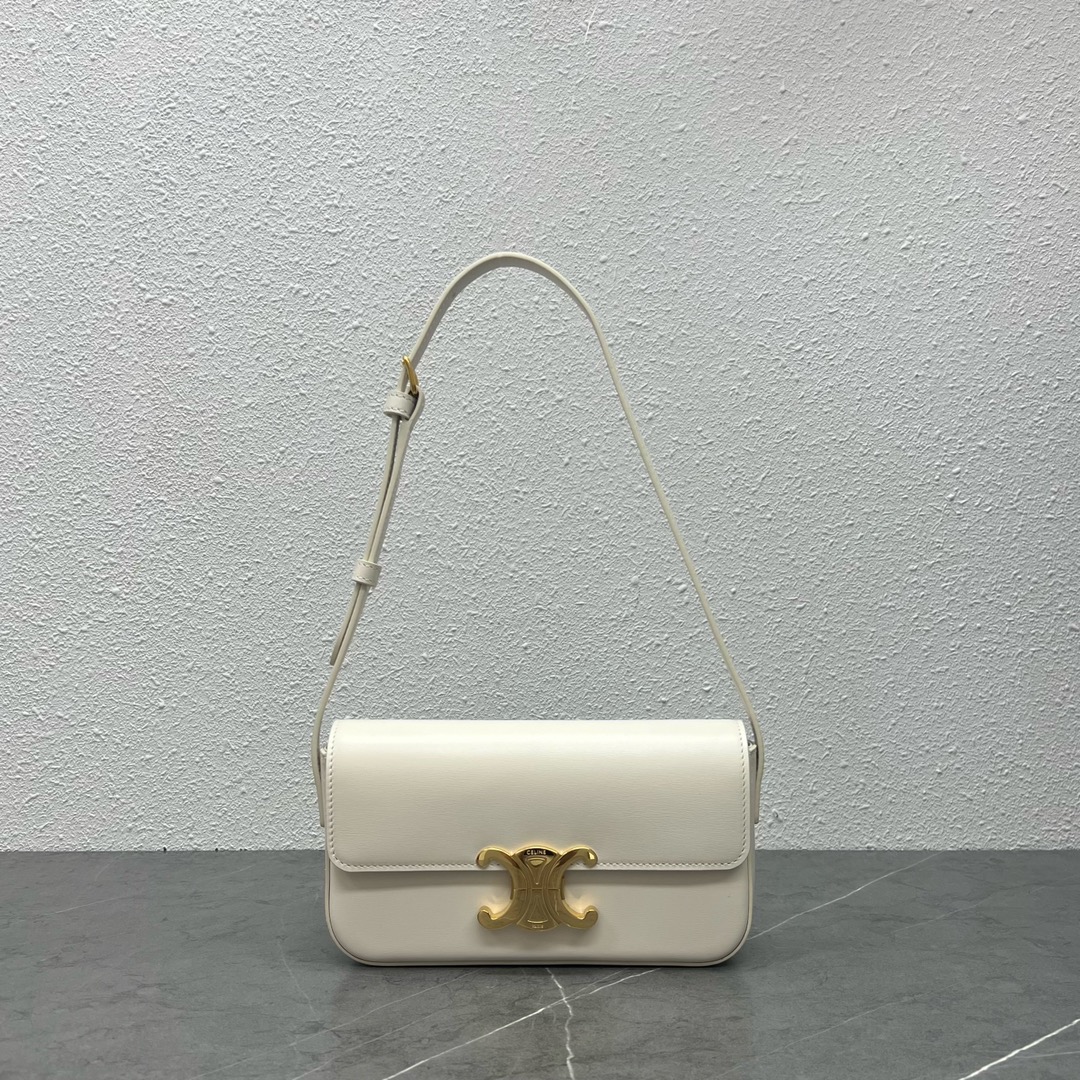 Celine Shoulder Bag Claude In Shiny Calfskin Beige/Gold 194143